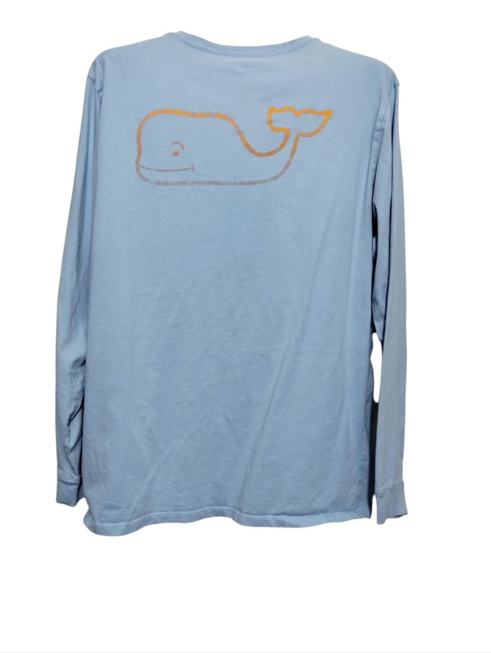 Vineyard Vines Light Blue Long-Sleeve Tee Mens XL Vintage Whale Graphic Pocket